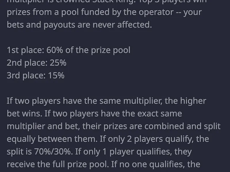 Stack King slot competition rules panel