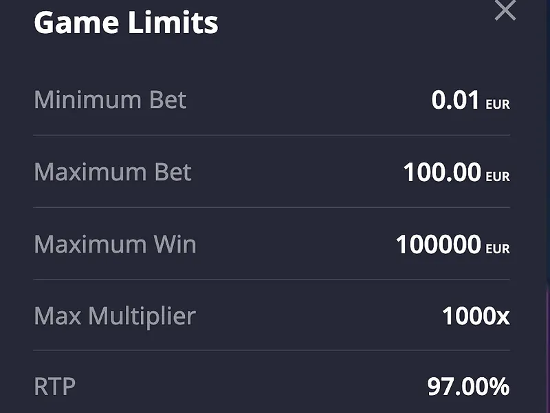 Stack King slot game limits with RTP and max win